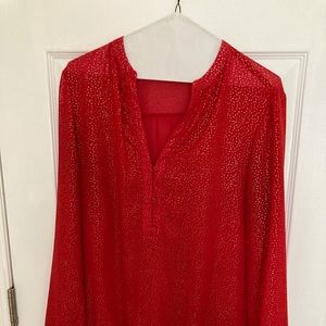 Shimmery Red holiday blouse